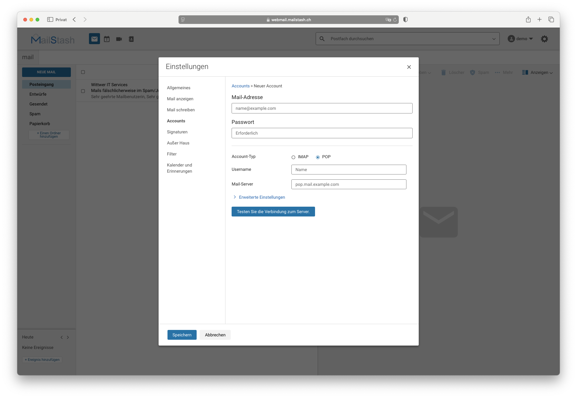 MailStash Settings