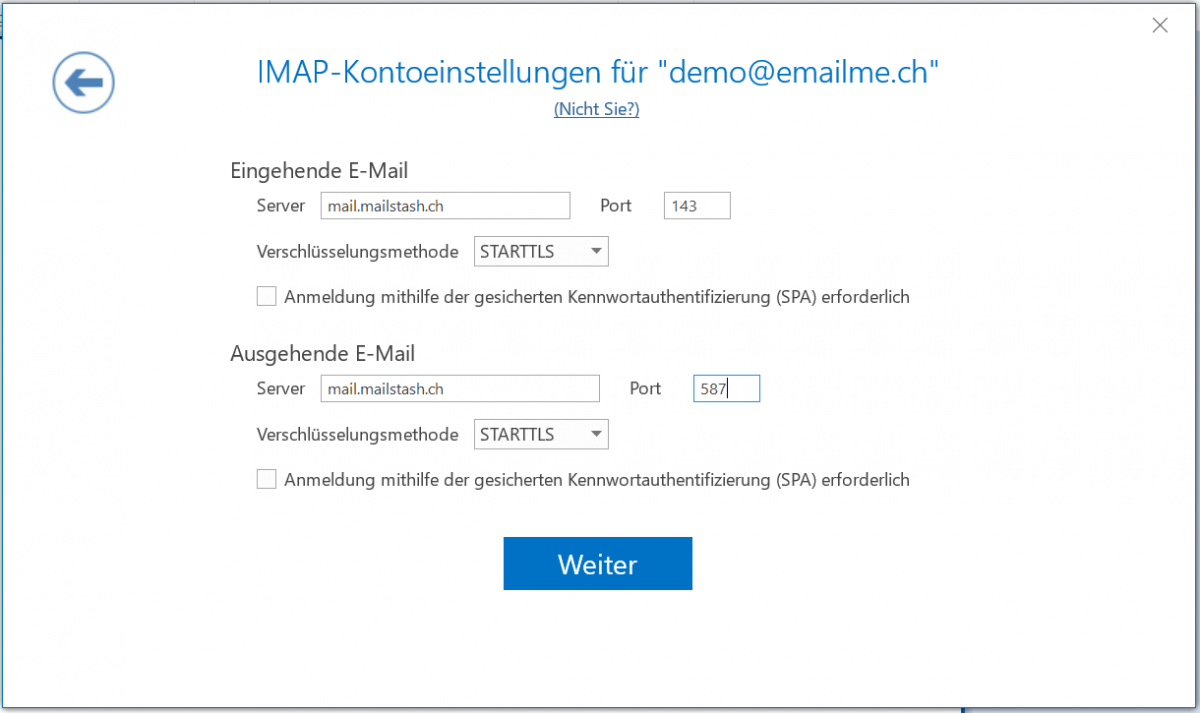 IMAP-Kontoeinstellungen