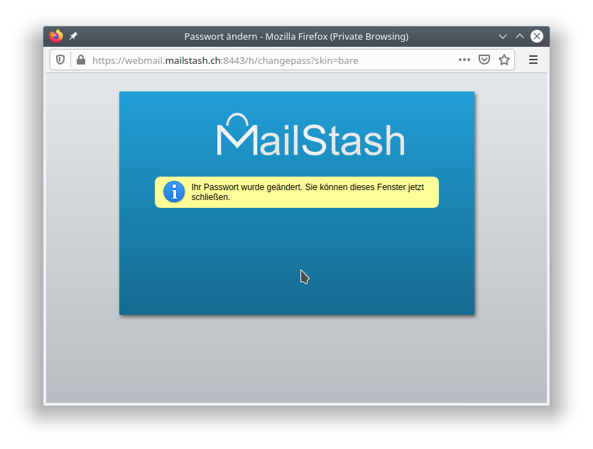 MailStash Passwort geändert