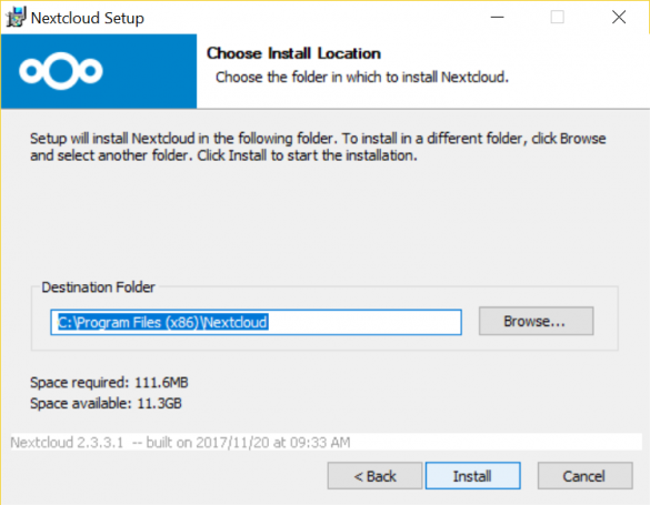 Nextcloud Install Location