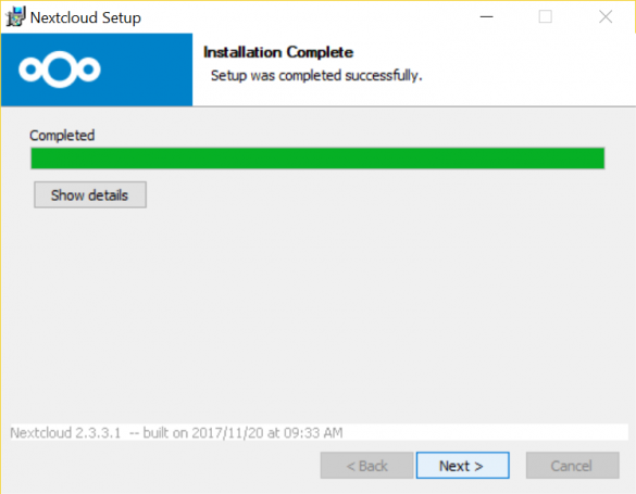 Nextcloud Installation Complete