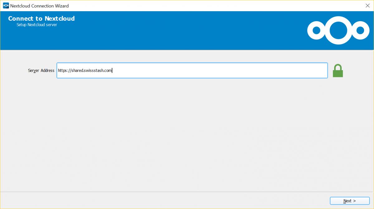 Nextcloud Connect to SwissStash