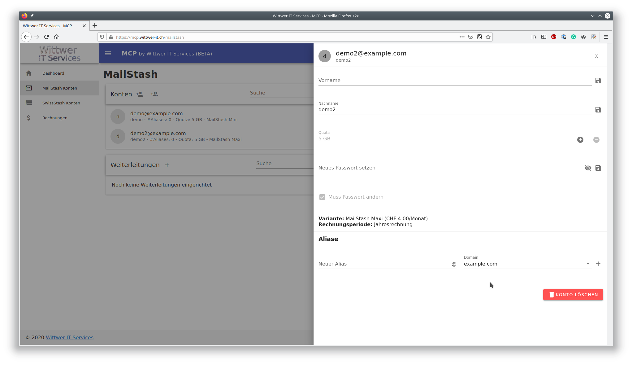 MCP MailStash Benutzer verwalten