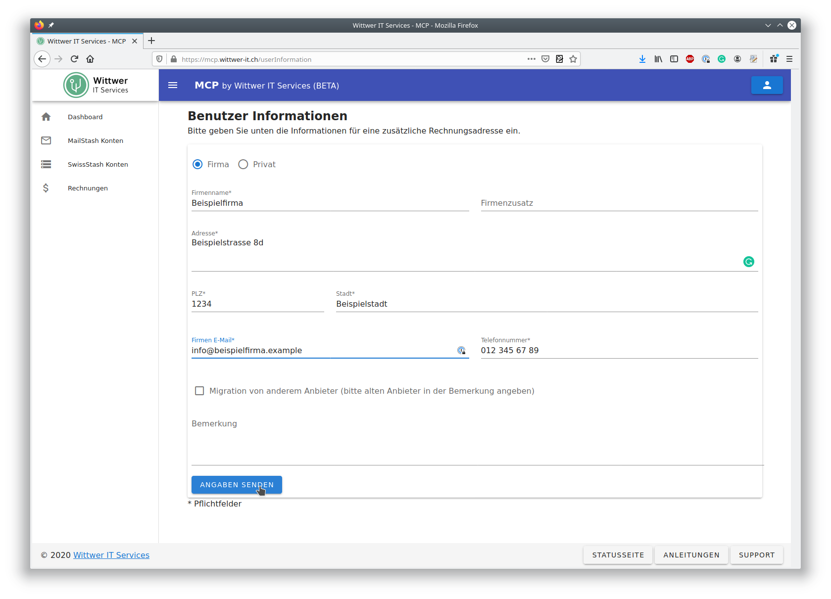 MCP Benutzer Informationen