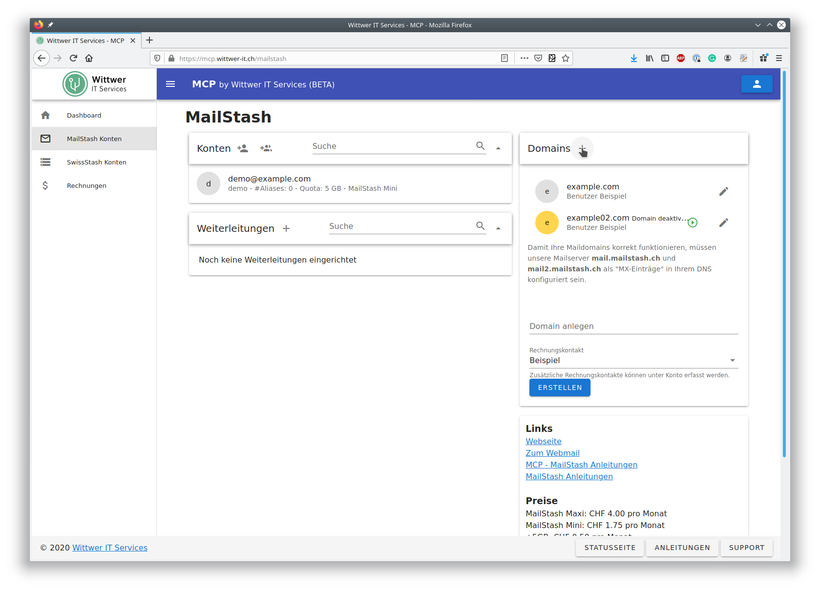 MCP MailStash Domains