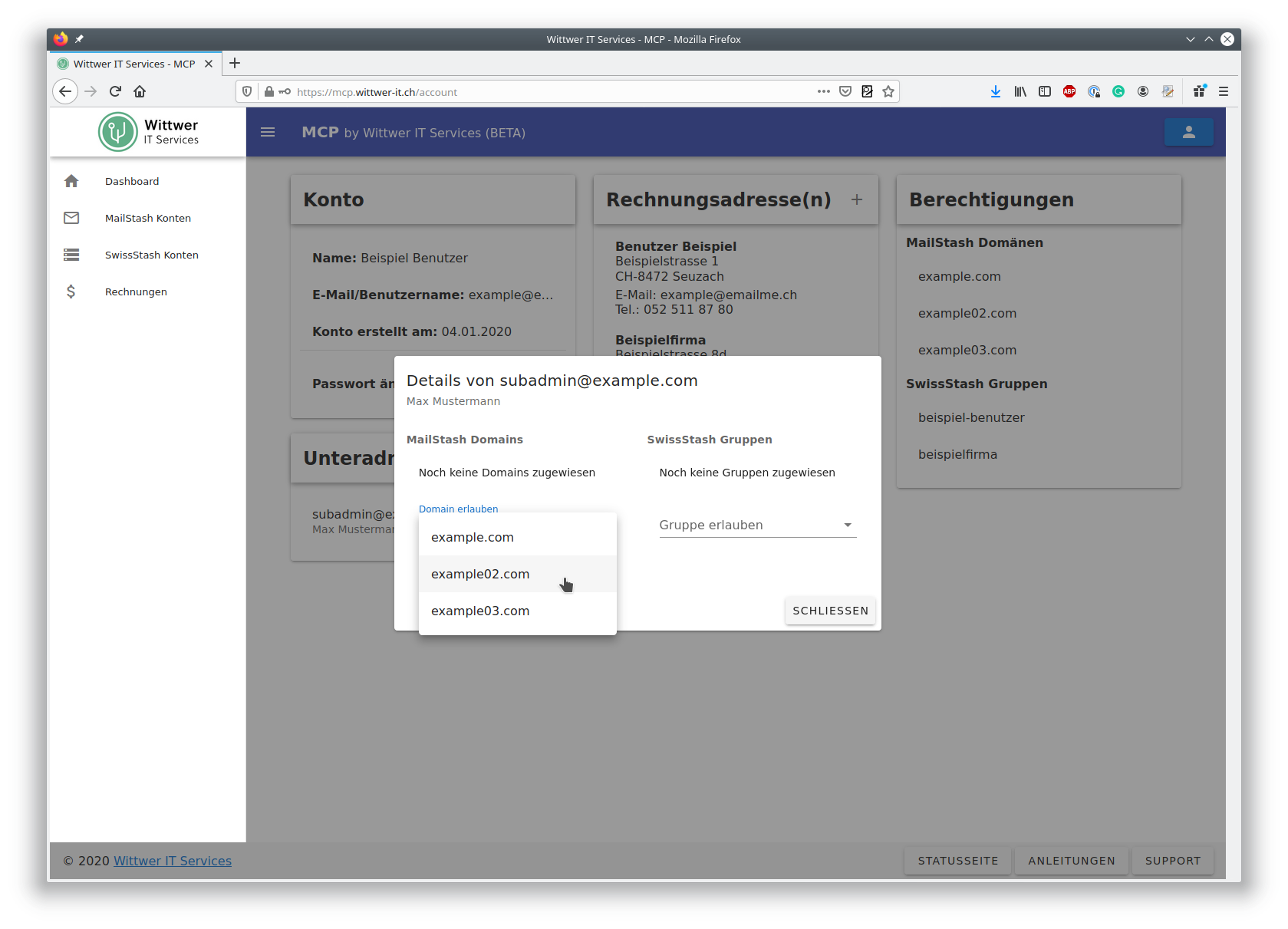 MCP Unteradministrator bearbeiten